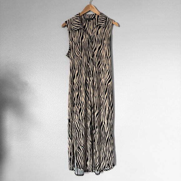 INC Zebra Print Shirtdress in Black and Tan Womens Medium Neutral Animal Print - Picture 15 of 15